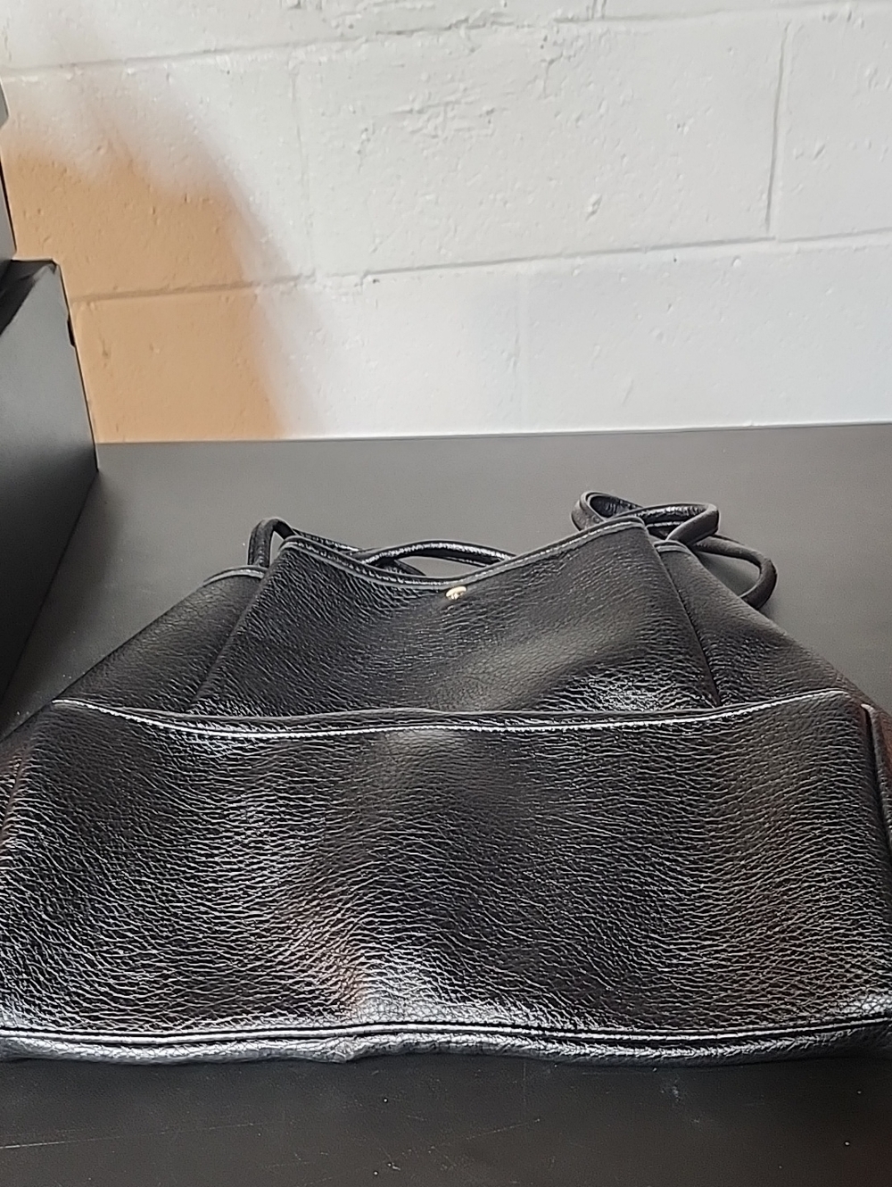 Hoxis Oversized Black Leather Tote Bag